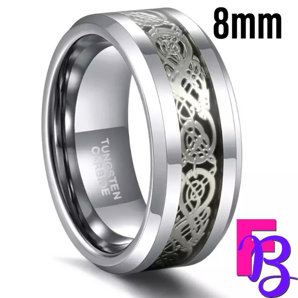 - *NEW!* 6mm / 8mm Tungsten Carbide Celtic Dragon Ring - Picture 2 of 9